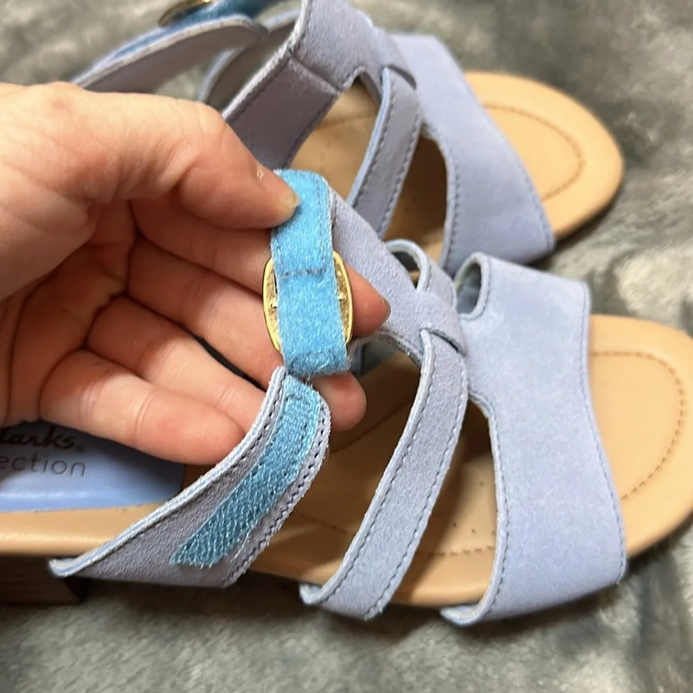 Clarks Desirae Palm Powder Blue Sandals - Picture 4 of 5